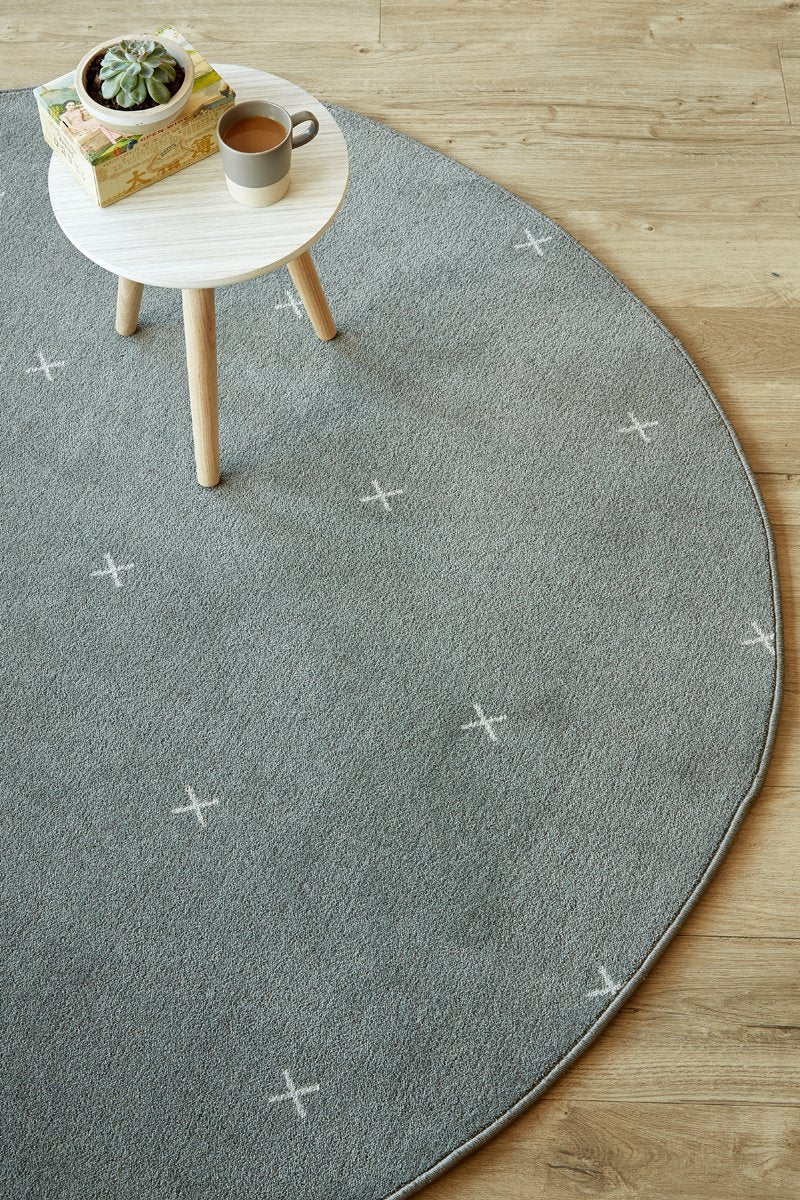 Small Cross Dark Grey Round