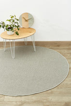 Natural sisal look grey circle round rug