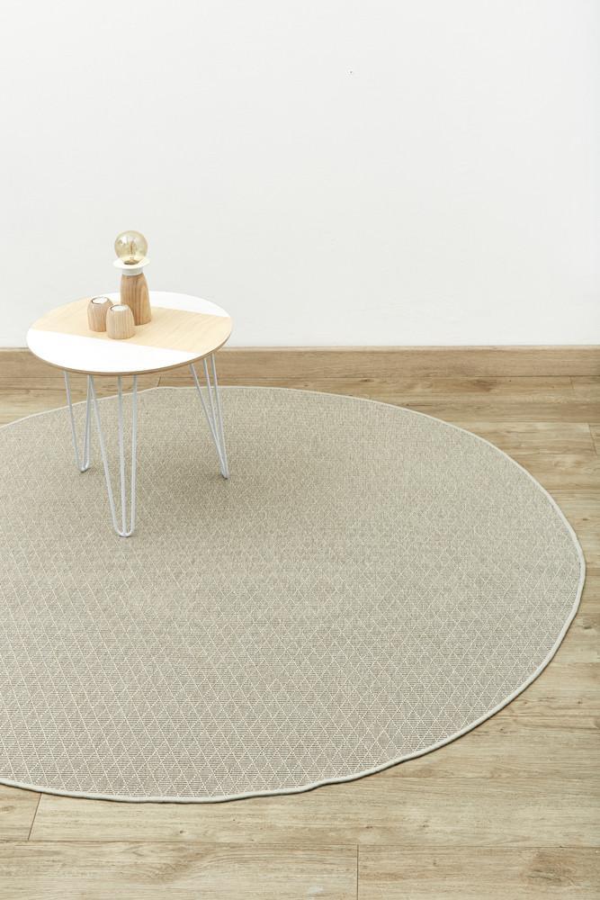 Grey diamond pattern round circle rug