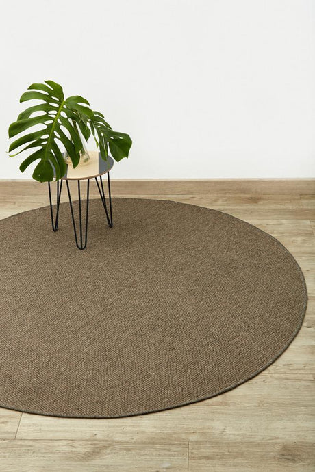 Natural sisal look taupe circle round rug