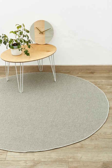 Natural sisal look grey circle round rug