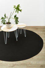 Natural sisal look black circle round rug